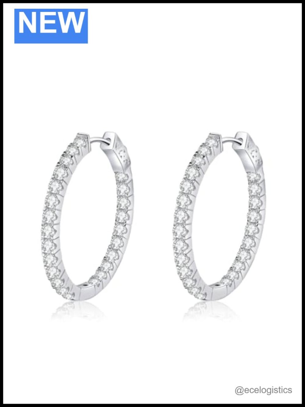 Moissanite Hoop Earrings 2.88ct Round Cut S925 Sterling Silver Lock Back